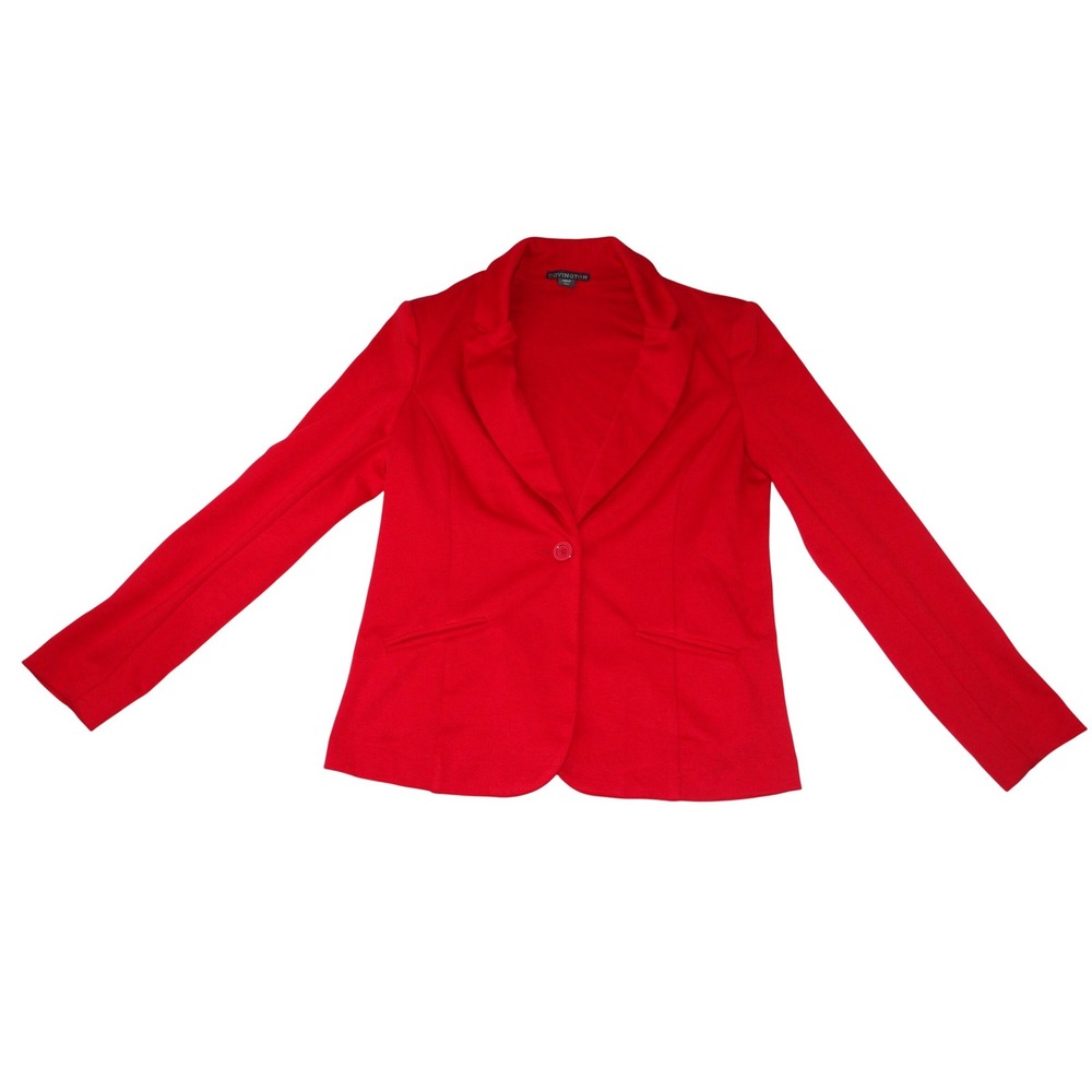 Covington Womens Red Single Button Blazer Jacket Size Medium Professional Office